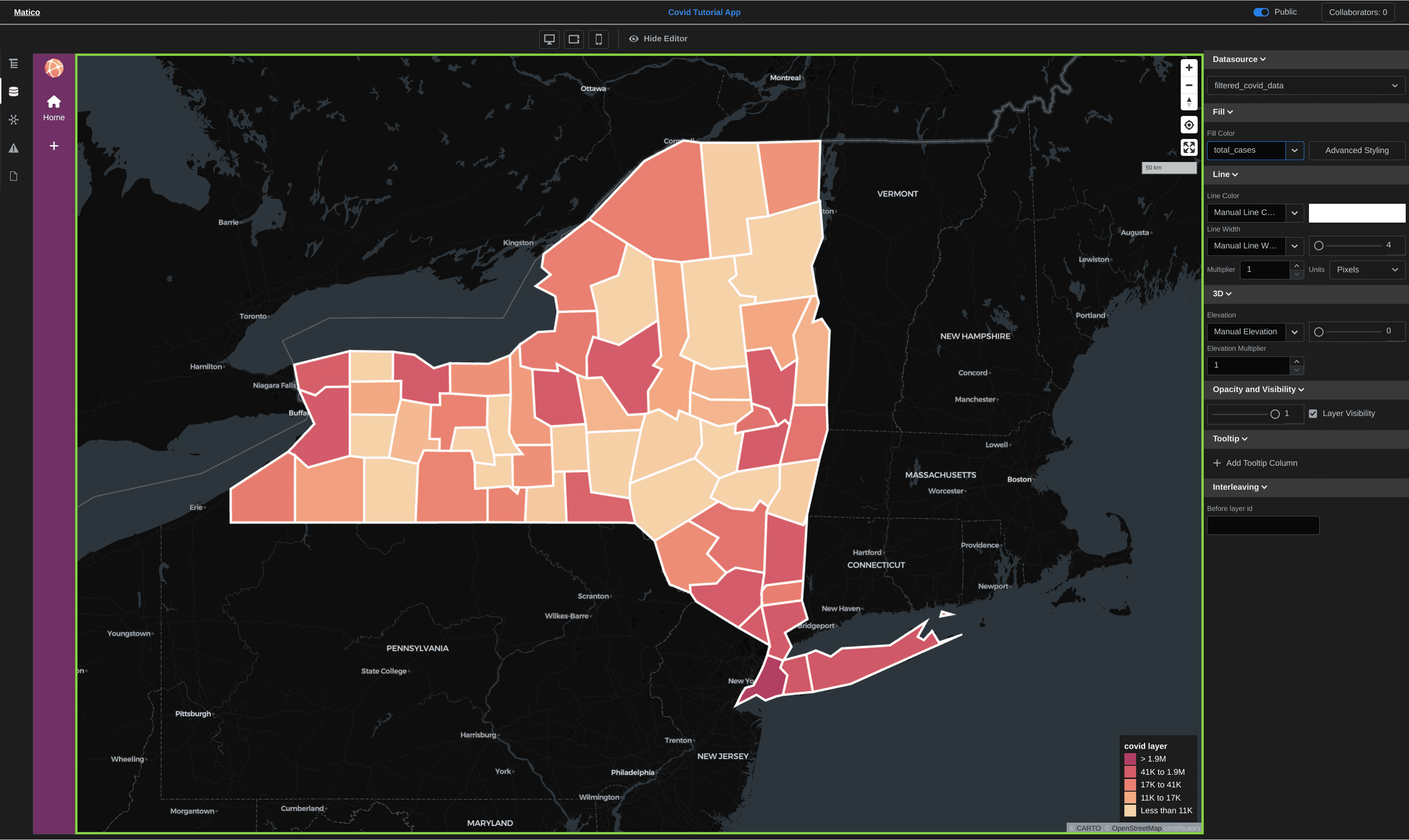 Layer color data driven